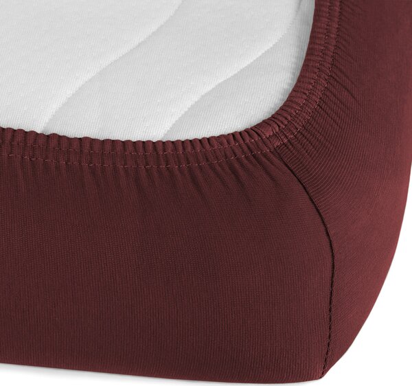 Jersey napínací prostěradlo JR-011 Bordó 90 x 200 - výška 20 cm