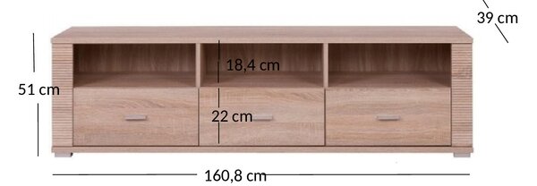 TV stolek/skříňka Gwenn 3S/160 (dub sonoma). Akce -20%