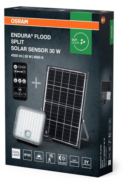 Solární venkovní reflektor ENDURA 30 W, studená bílá