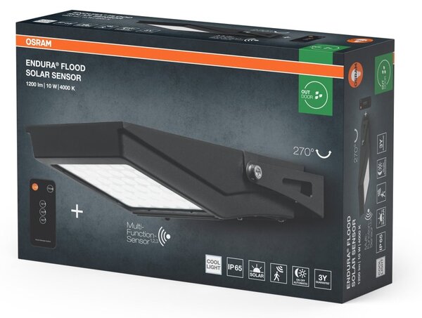 Solární Reflektor ENDURA® FLOOD Solar Sensor 10W, Studená Bílá s dálkovým ovládáním