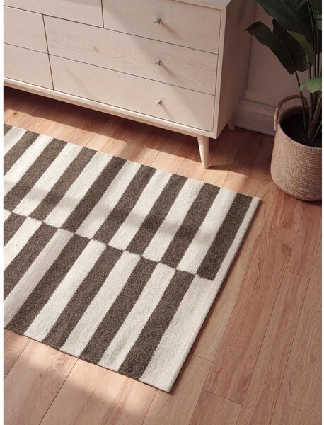 Bílý/hnědý oboustranný/ručně tkaný vlněný koberec 80x150 cm Vika – Hanse Home