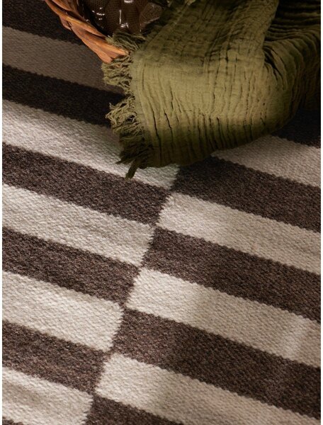 Bílý/hnědý oboustranný/ručně tkaný vlněný koberec 80x150 cm Vika – Hanse Home