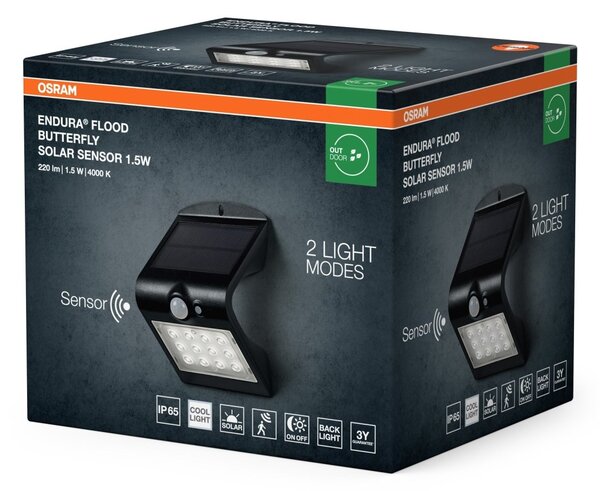 Solární Reflektor ENDURA Flood Butterfly Sensor 1,5W, Studená Bílá
