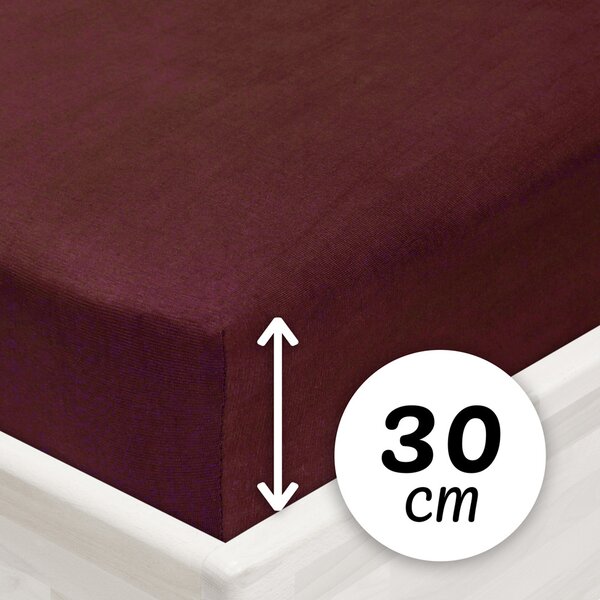 Jersey napínací prostěradlo na vysokou matraci JR-011 Bordó 80 x 200 - výška 30 cm
