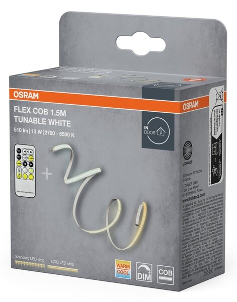 LED pásek flexibilní COB 1.5M, TW Dálkový ovladač, Laditelná Bílá