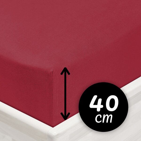 Jersey napínací prostěradlo na extra vysokou matraci JR-010 Vínové 80 x 200 - výška 40 cm
