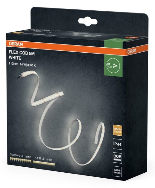 LED pásek COB IP44 5m, Teplá Bílá
