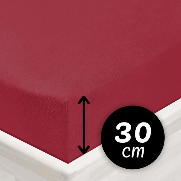 Jersey napínací prostěradlo na vysokou matraci JR-010 Vínové 80 x 200 - výška 30 cm