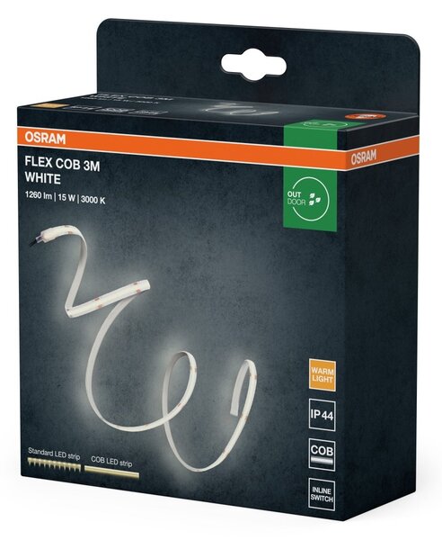 LED pásek COB IP44 3m, Teplá Bílá