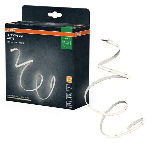 LED pásek COB IP44 3m, Teplá Bílá
