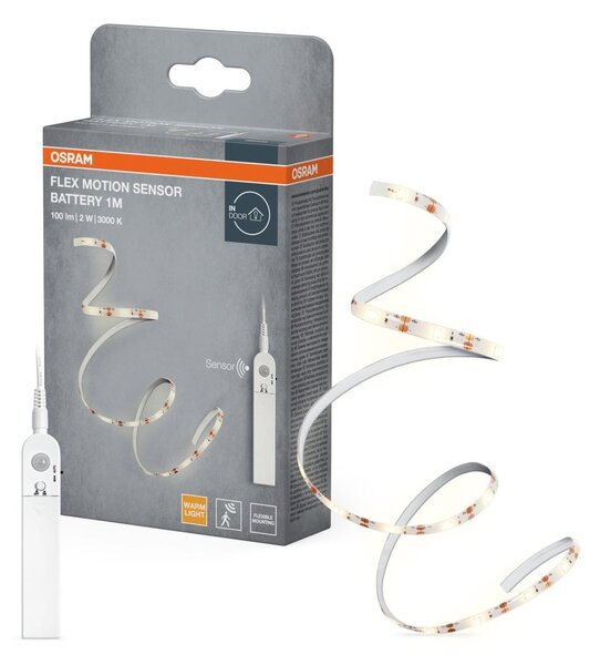 LED pásek s pohybovým senzorem na baterie 1m, Teplá Bílá