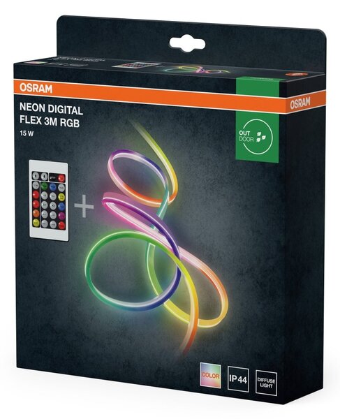 LED pásek Venkovní Neon Digital Flex 3m RGB IP44 s dálkovým ovládáním