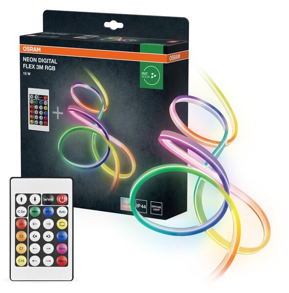 LED pásek Venkovní Neon Digital Flex 3m RGB IP44 s dálkovým ovládáním