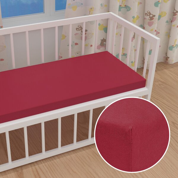 Dětské jersey napínací prostěradlo do postýlky JR-010 Vínové 60 x 120 x 10 cm - do postýlky