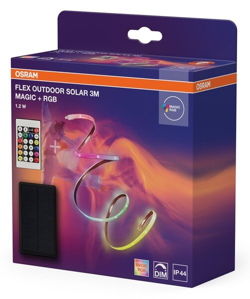 LED pásek Venkovní Solární 3m RGB IP44 s dálkovým ovládáním