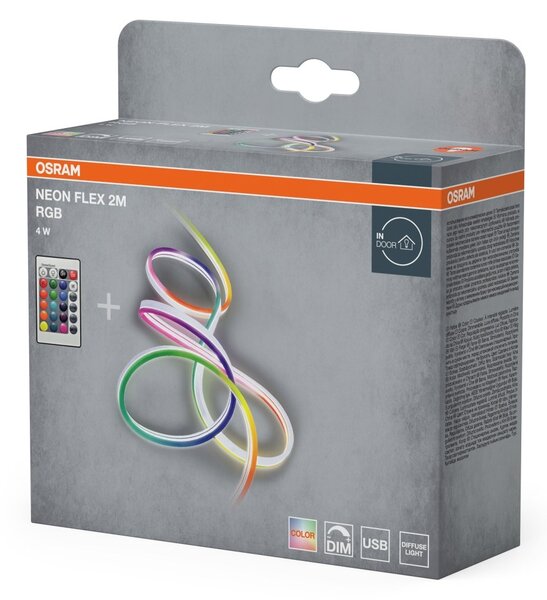 LED pásek Neon Flex 2m RGB s dálkovým ovládáním, USB
