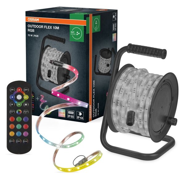 LED pásek Venkovní Flex 10m RGB IP65 s dálkovým ovládáním, Rozšiřitelný, Robustní