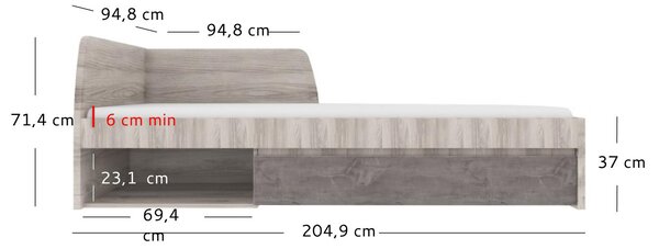 Jednolůžková postel 90 cm Jolene (kaštan nairobi + onyxová) (s roštem)