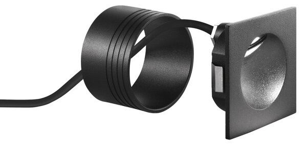 FAN INC-ONYX-Q1C NERO Schodišťové světlo Onyx (čtvercové, černá) LED 2 W, 430 lm, 3000 K, IP54, 8 x 8 x 4,8 cm - FANEUROPE