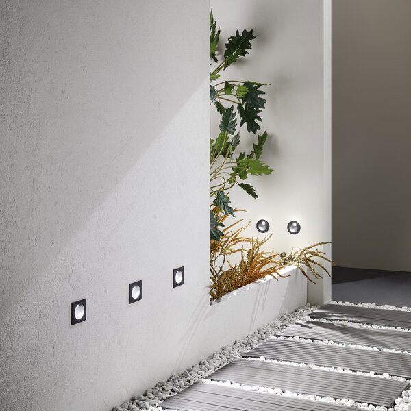 FAN INC-ONYX-Q1C NERO Schodišťové světlo Onyx (čtvercové, černá) LED 2 W, 430 lm, 3000 K, IP54, 8 x 8 x 4,8 cm - FANEUROPE