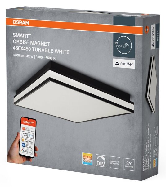 Chytré Stropní svítidlo s magnetickým závěrem 450x450mm Laditelná Bílá