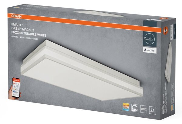 Chytré magnetické stropní svítidlo BÍLÉ 600x300mm Laditelná Bílá