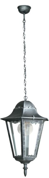 FAN LANT-FIRENZE/S1 Závěsné venkovní svítidlo FIRENZE černá/stříbrná, 1xE27, IP44, 21 x 21 x 136 cm - FANEUROPE