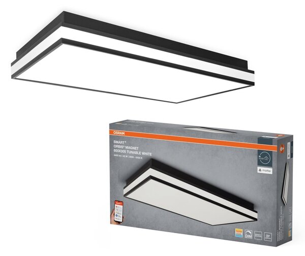 Chytré magnetické stropní svítidlo ČERNÉ 600x300mm Laditelná Bílá