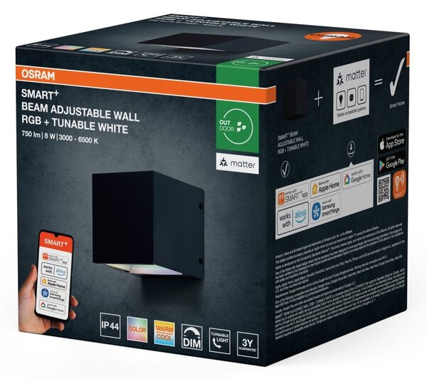 Chytré nástěnné svítidlo Matter Adjustable Beam Wall RGB+Laditelná Bílá