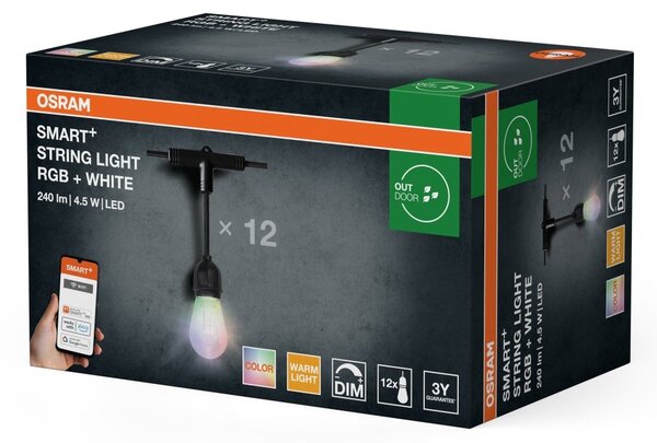 Chytré venkovní dekorační svítidlo String Light RGB+Teplá Bílá
