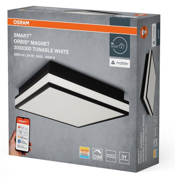 Chytré Stropní svítidlo s magnetickým závěrem 300x300mm Laditelná Bílá