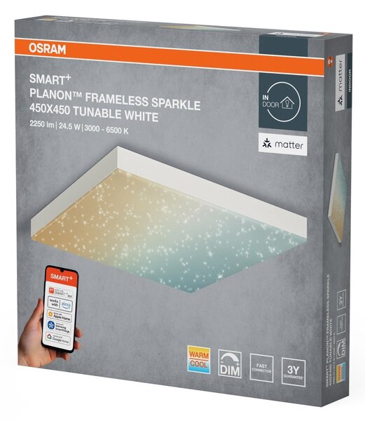 Chytrý bezrámový panel Planon Sparkle 450x450mm Laditelná Bílá