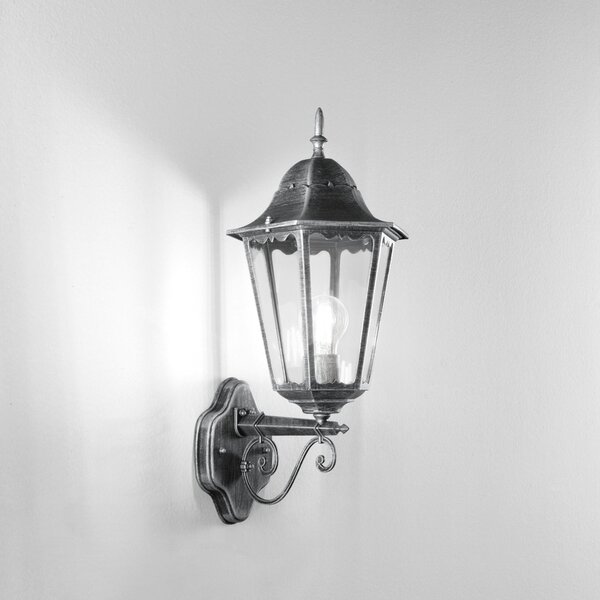 FAN LANT-FIRENZE/AP1A Venkovní nástěnné svítidlo UP FIRENZE černá/stříbrná, 1xE27, IP44, 28,5 x 51,8 x 20,5 cm - FANEUROPE
