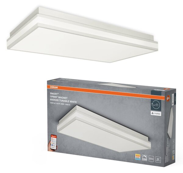 Chytré magnetické stropní svítidlo BÍLÉ 600x300mm Laditelná Bílá