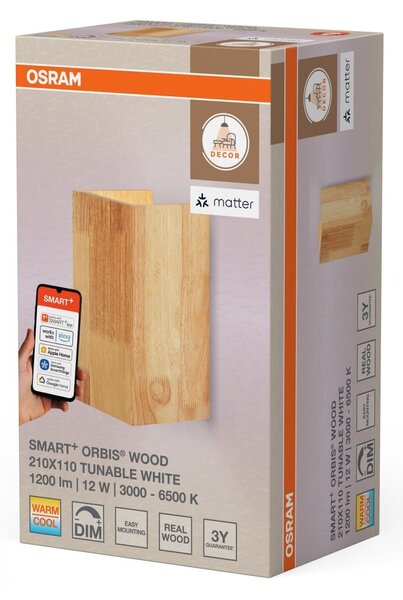 Chytré nástěnné svítidlo Matter Wall Wood Laditelná Bílá
