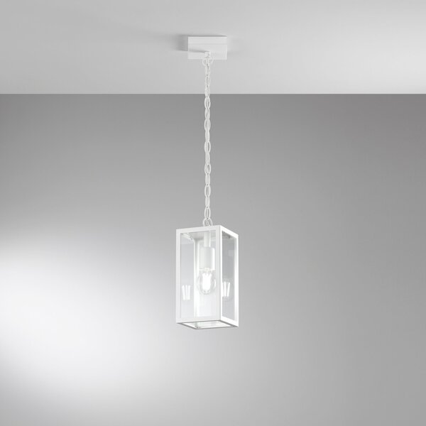 FAN LANT-MIRAGE-S1-BCO Závěsné venkovní svítidlo MIRAGE kov/sklo bílá, 1xE27, IP44, 116 x 13 x 26 cm - FANEUROPE