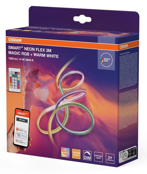Chytrý LED pásek Wifi Neon Flex 3m Magic RGB + Laditelná Bílá