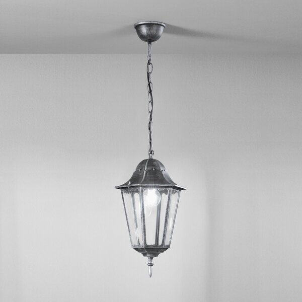 FAN LANT-FIRENZE/S1 Závěsné venkovní svítidlo FIRENZE černá/stříbrná, 1xE27, IP44, 21 x 21 x 136 cm - FANEUROPE