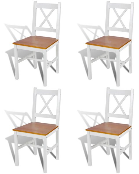 Jídelní židle Elbert - 4 ks - dřevo | bílá a přírodní barva