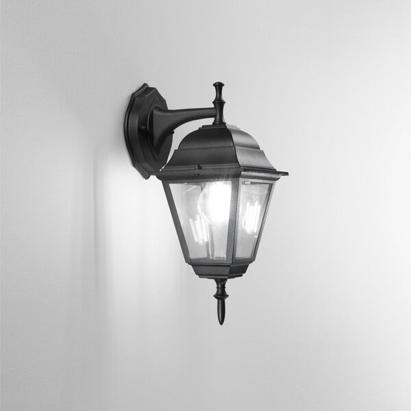 FAN LANT-ROMA/AP1B Venkovní nástěnné svítidlo DOWN ROMA černá, 1xE27, IP44, 19,5 x 35 x 14,6 cm - FANEUROPE
