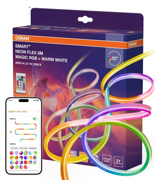 Chytrý LED pásek Wifi Neon Flex 5m Magic RGB + Laditelná Bílá