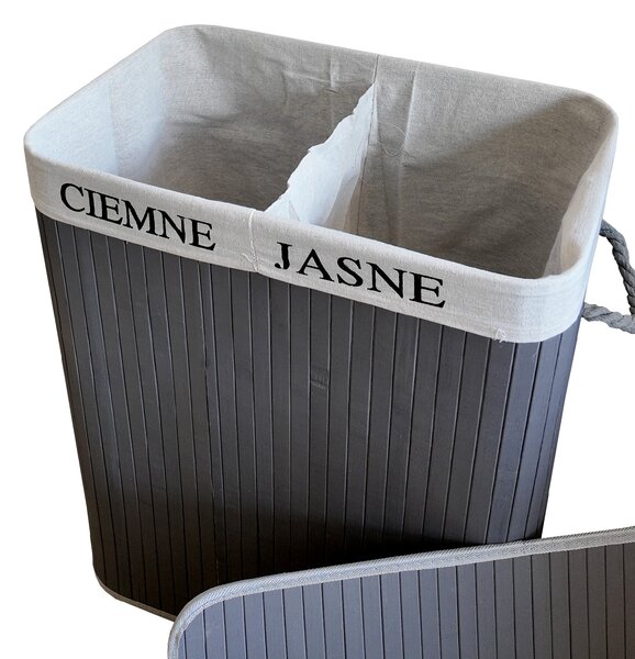 TRENDIE Bambusový koš na prádlo 100l šedý + DÁREK