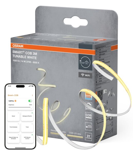 Chytrý Wifi COB 3m Laditelná Bílá na dálkové ovládání