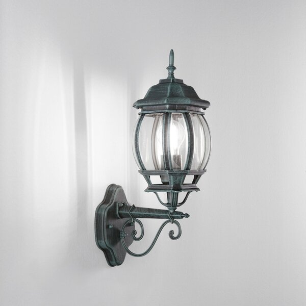 FAN LANT-VENEZIA-AP1A Venkovní nástěnné svítidlo UP VENEZIA černá/měď, 1xE27, IP44, 29 x 52,5 x 25 cm - FANEUROPE
