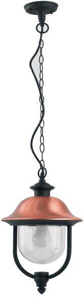 FAN LANT-VENEZIA-S1 Závěsné venkovní svítidlo VENEZIA černá/měď, 1xE27, IP44, 25 x 110 cm - FANEUROPE