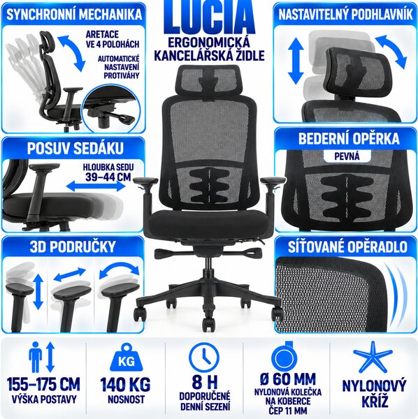 Mercury Kancelářská židle LUCIA černá