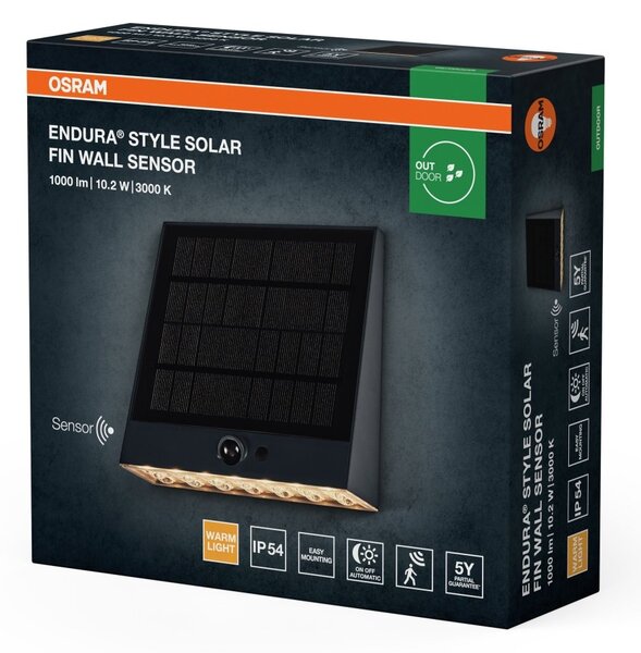 Solární nástěnné svítidlo ENDURA Style Solar Fin, IP54, Tmavě šedé