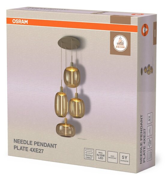 Závěsné svítidlo Needle Plate, 4x E27, Béžové