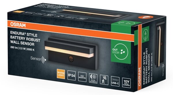 Venkovní nástěnné svítidlo ENDURA Style USB Robust, IP54, Tmavě šedé