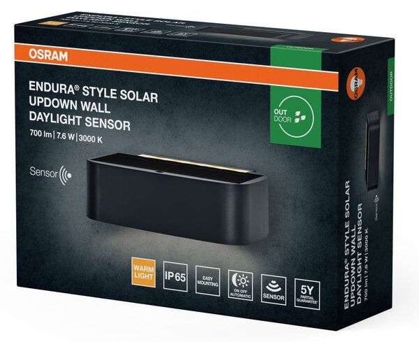 Solární nástěnné svítidlo ENDURA Style Solar Daylight Updown, IP65, Tmavě šedé
